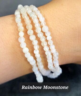 Rainbow Moonstone 4mm stone bead bracelet