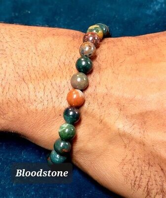 Bloodstone 8mm stone bead bracelet