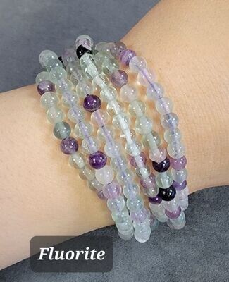 Fluorite 4mm stone bead bracelet