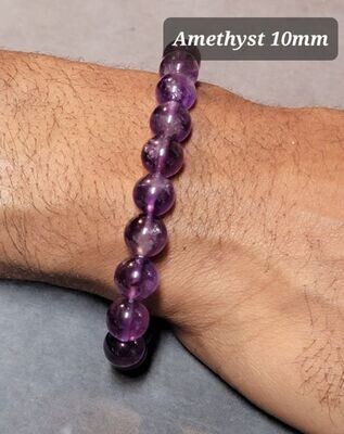 Amethyst 10mm stone bead bracelet