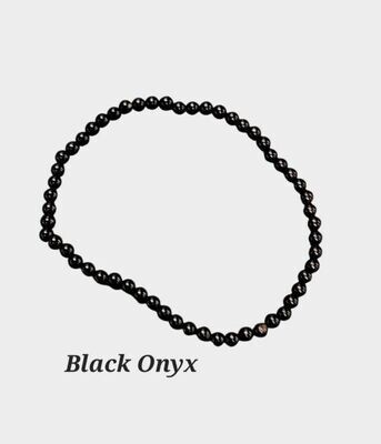 Black Onyx 4mm stone bead bracelet