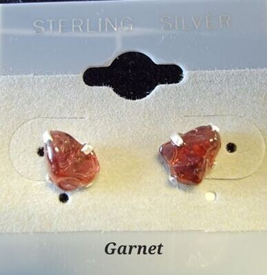 Garnet rough post earring