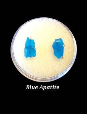 Blue Apatite Rough Post Earring