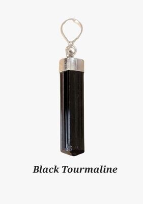 Black Tourmaline Crystal Point Pendant raw