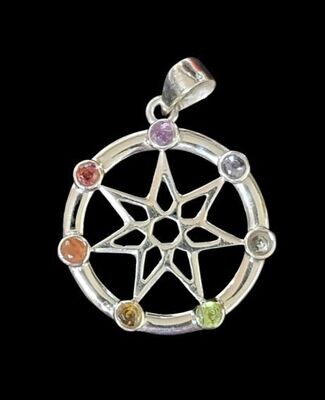 Elven Star (Septagram) Pendant with 7 chakra stones
