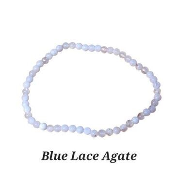 Blue Lace agate 4mm stone bead bracelet