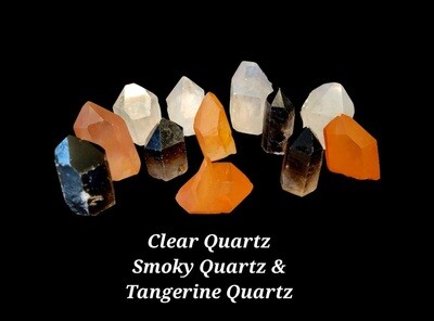 Crystal Points Kit Unpolished Quartz Mix (Clear, Smoky & Tangerine Quartz)