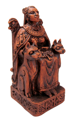 Freya Seated statue - wood style
