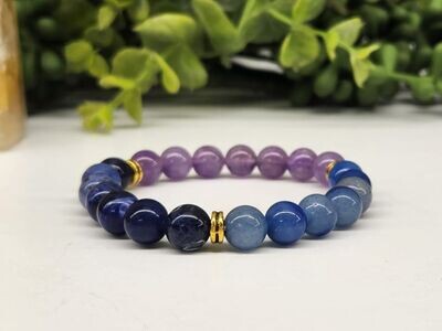 Anxiety Relief (Amethyst, Sodalite, Blue Aventurine) 8mm stone bead bracelet