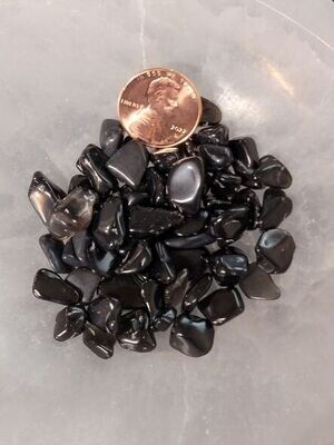Black Obsidian tumbled chips 1oz bag