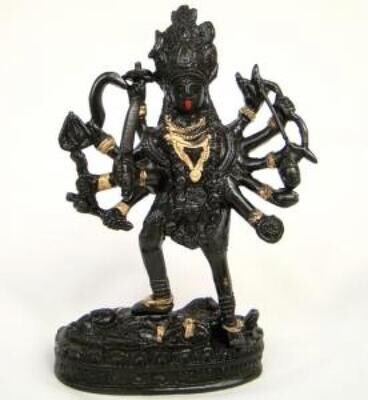 Kali Statue 6 x 4 inch Black and Gold Metal