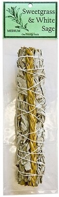 White Sage with Sweetgrass Sacred Herb Bundle 7 inch
