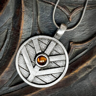 Viking Shield Pendant with Amber
