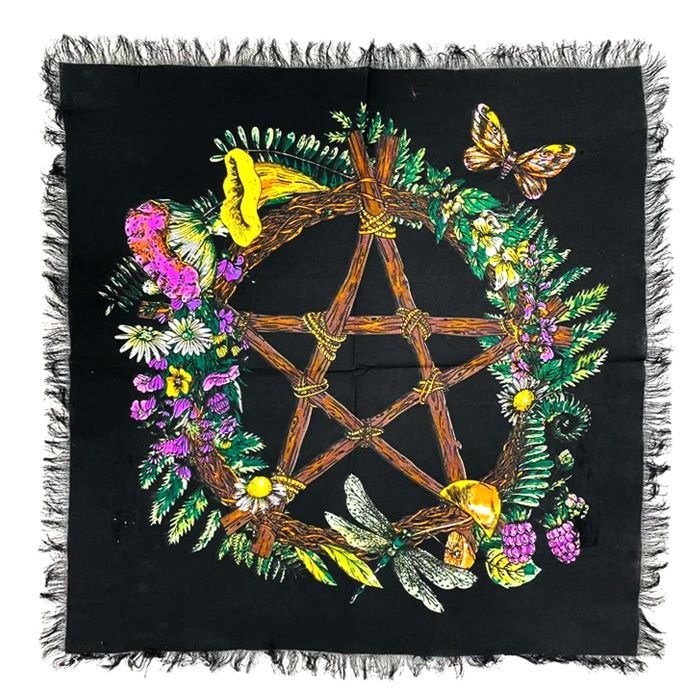 Floral Pentagram Altar Cloth 24 x 24 inch