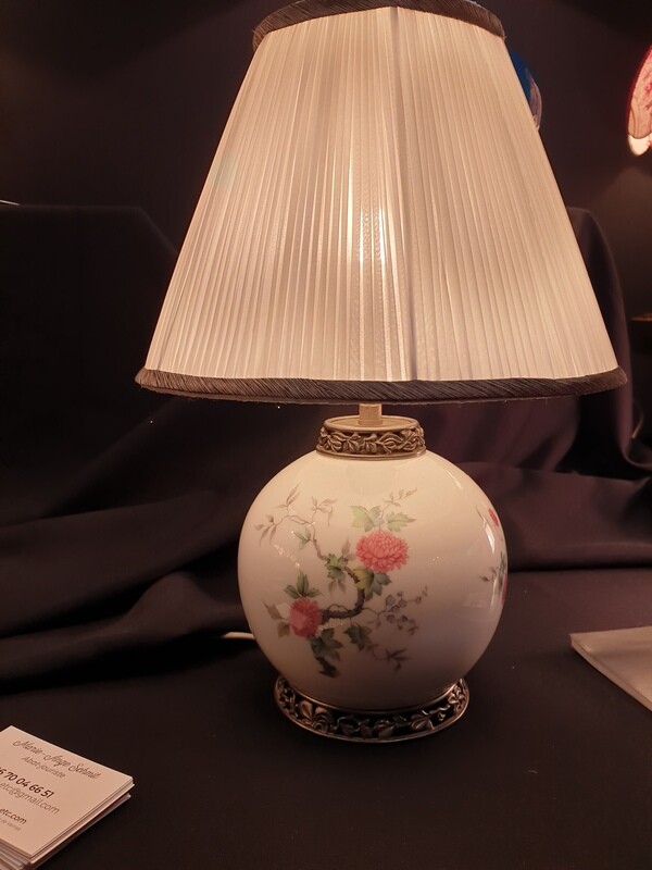 petite lampe boule plissé pongé de soie