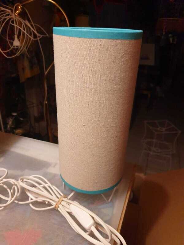 Lin et turquoise - Lampe à poser - 12 cm