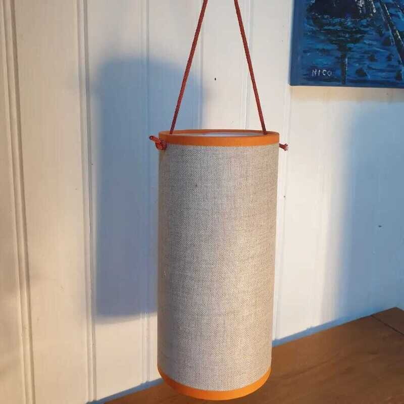 Lanterneau - lin et orange - 12 cm
