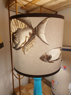 "Gris Poissons" - abat-jour cylindre - 20 cm