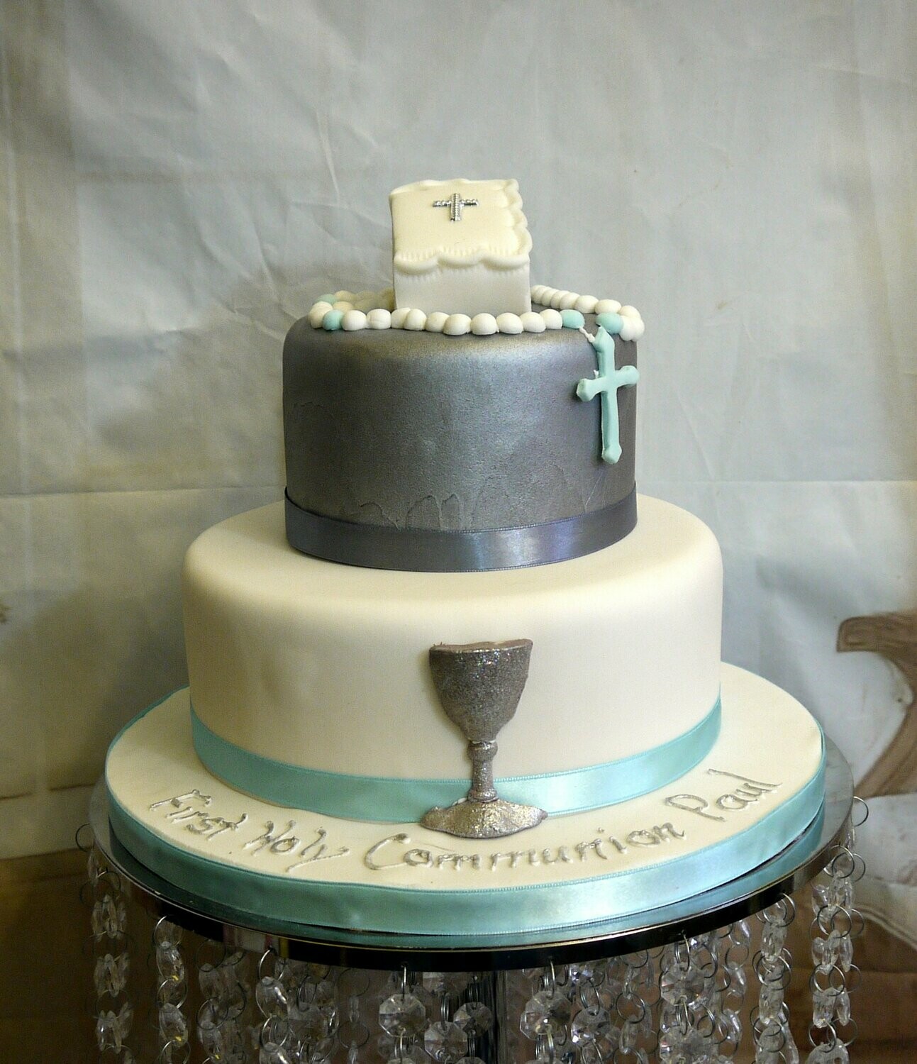 2 tier communion cake with bible