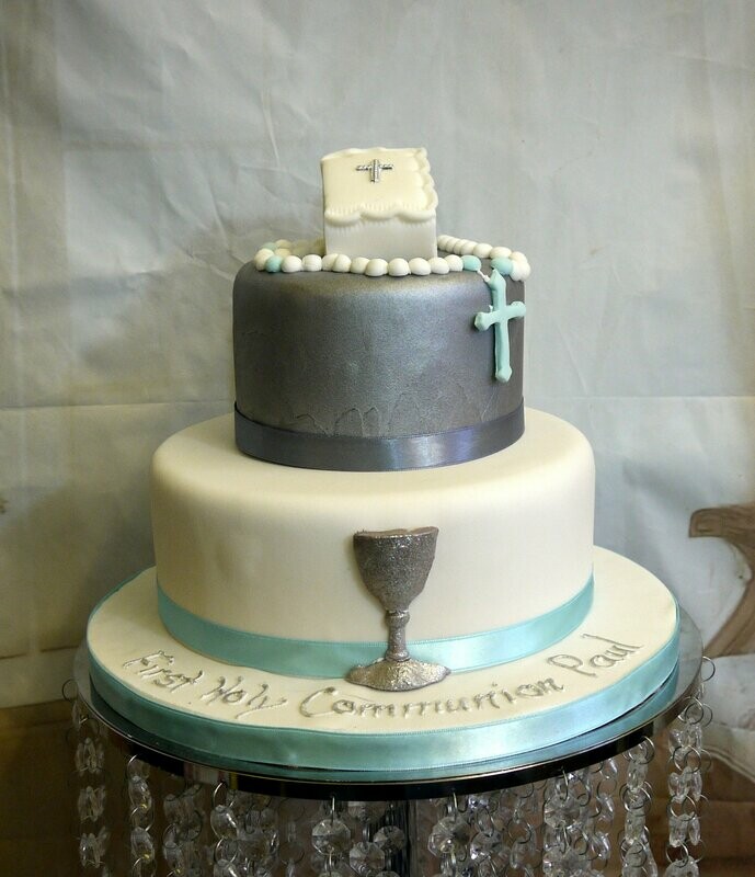 2 tier communion cake with bible