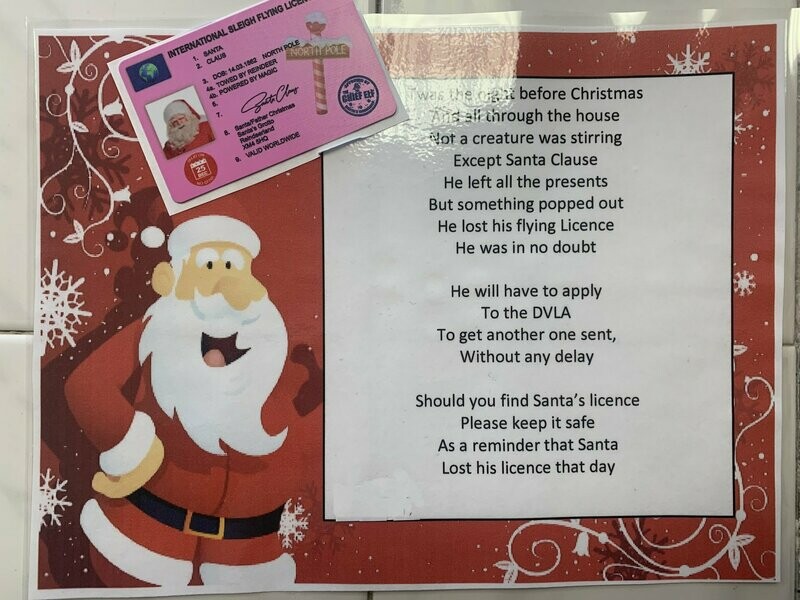 Santas Lost sleigh driving licence