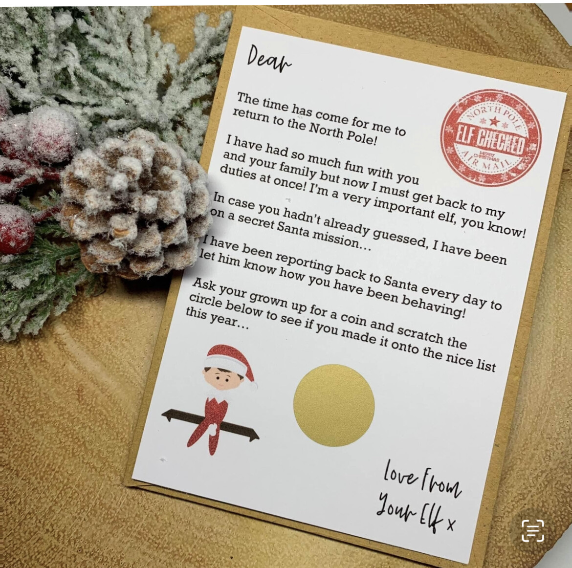 Naughty or nice list scratch card