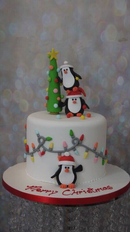 Decorating Christmas Penguin cake