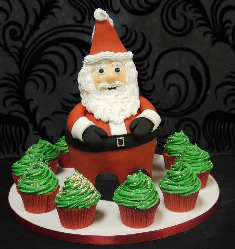 Santa with 12 cupcakes