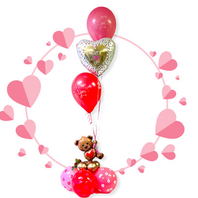 Valentine Bear and bouquet