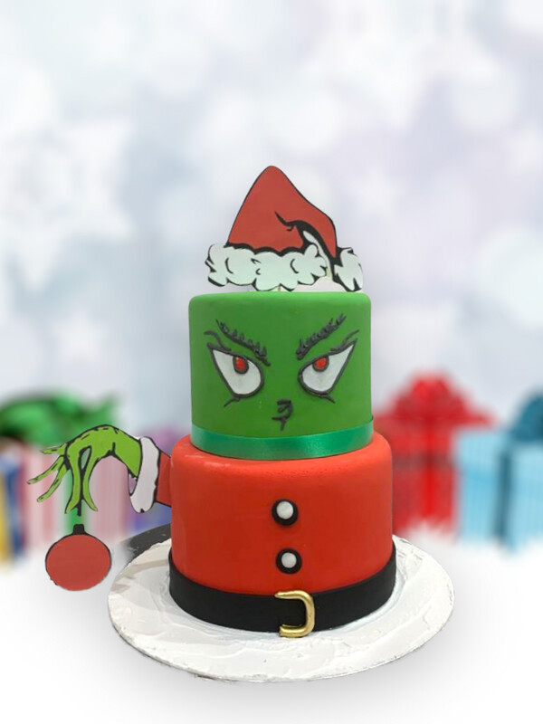2 Tier Grinch Christmas Cake
