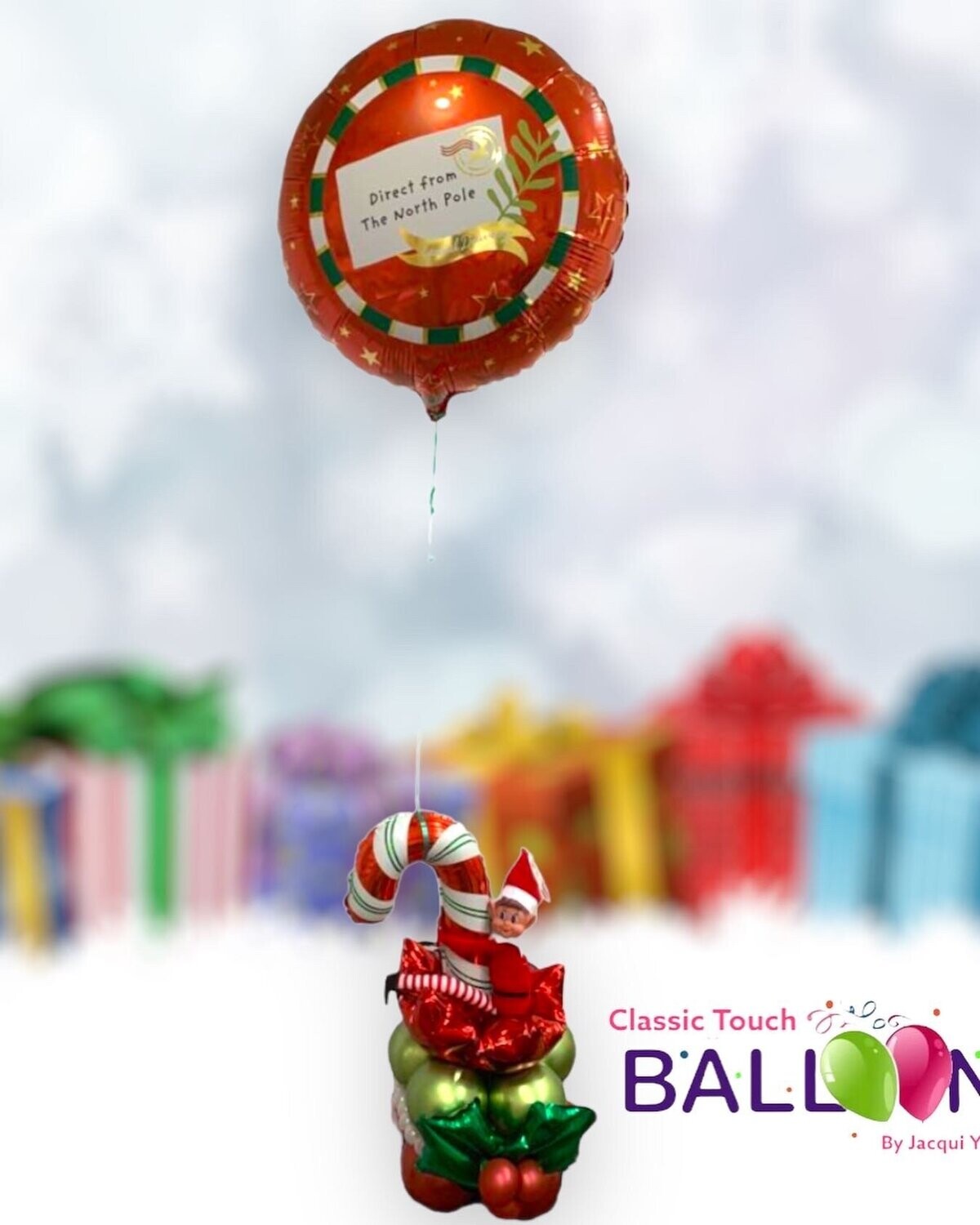 Holly Jolly Elf arrival balloon