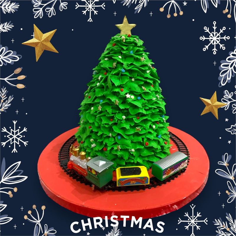 Rocking around the Christmas  Tree Cake