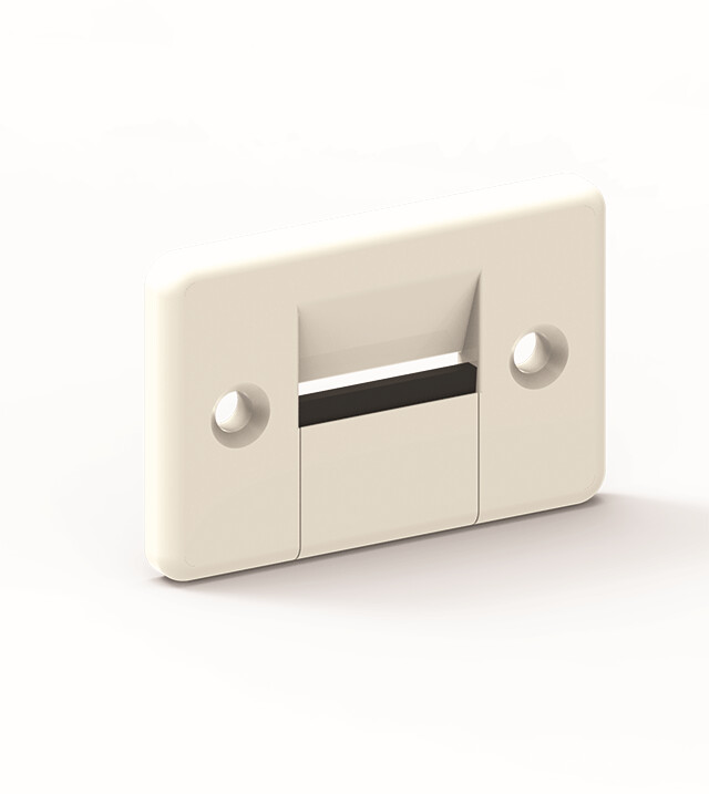 Rechteckige Gurtführung weiß, Querformat  für 23 mm Gurt, mit Bürste