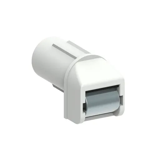 Mini-Steckleitrolle mit Leitrolle und Bürsteneinsatz, bis 15 mm Gurt, weiß