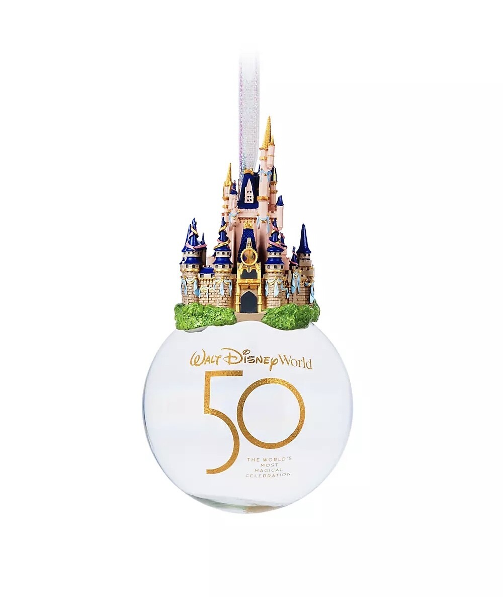 Walt Disney World 50th Anniversary Fantasyland Castle Glass Ball Ornament