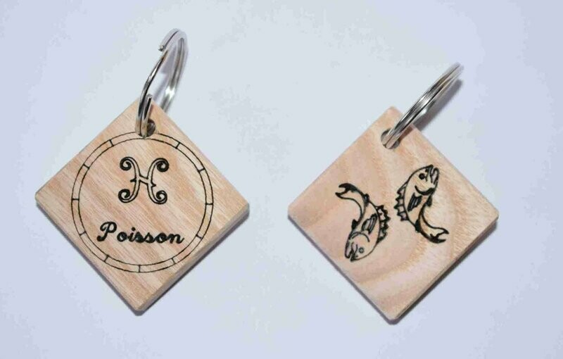 Porte-clés poisson en hêtre naturel