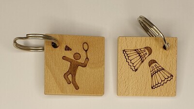 Porte-clés badminton en hêtre naturel