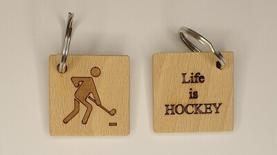 Porte-clés hockey en hêtre naturel