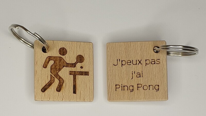 Porte-clés ping pong en hêtre naturel