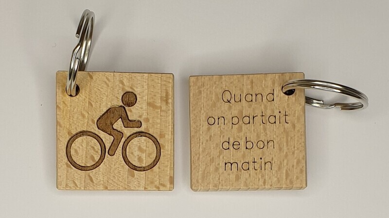 Porte-clés vélo en hêtre naturel