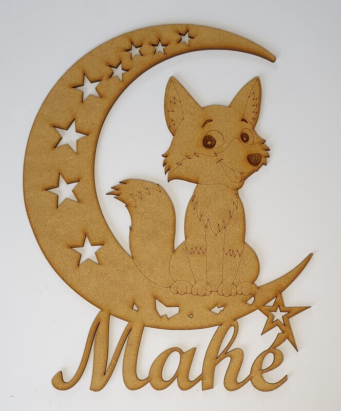 Renard sur la lune avec prénom personnalisé