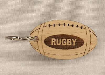 Porte-clés rugby en hêtre naturel