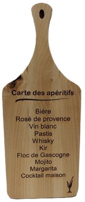 Planche apéro gravée "Carte des apéritifs"