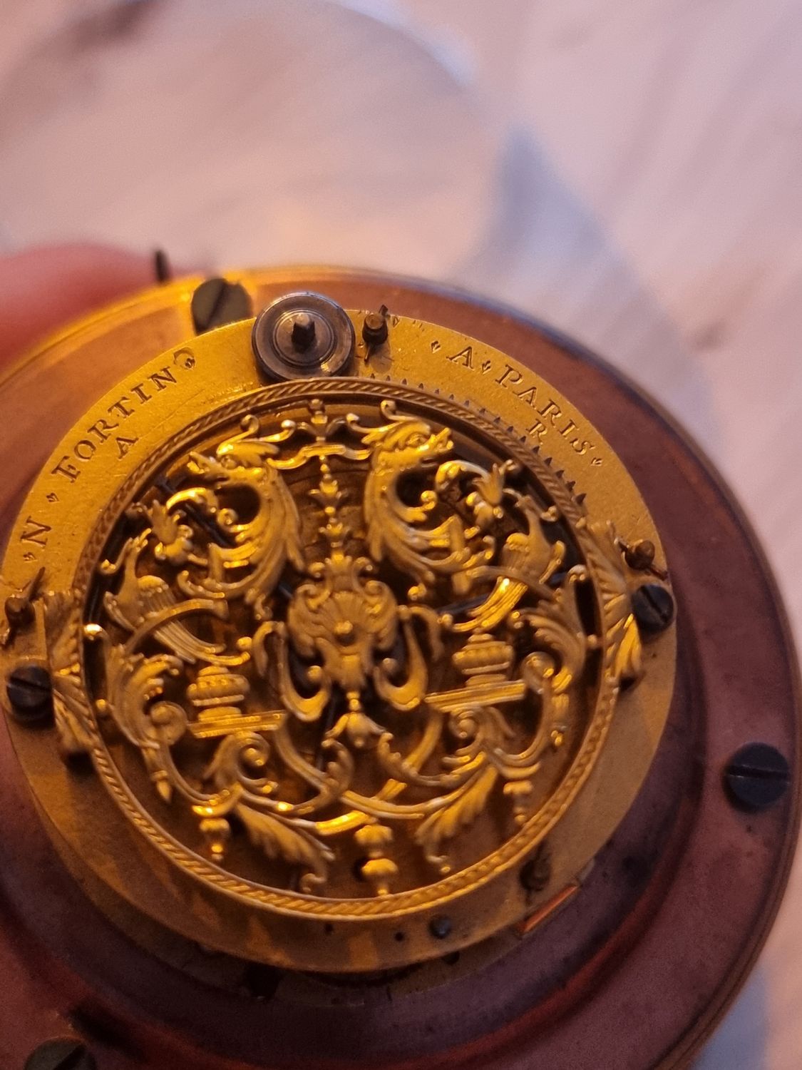 Tischuhr,Spindeltaschenuhr, Fortin,18.Jh