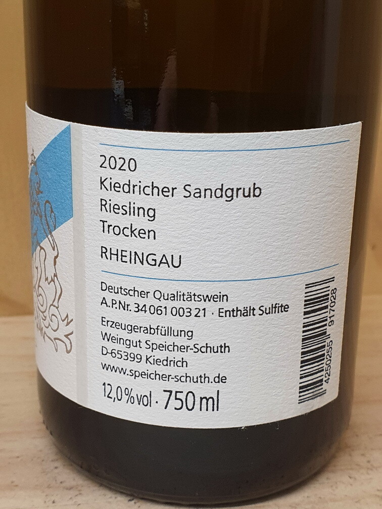 Speicher-Schuth - Kiedricher Sandgrub - Riesling trocken 2020