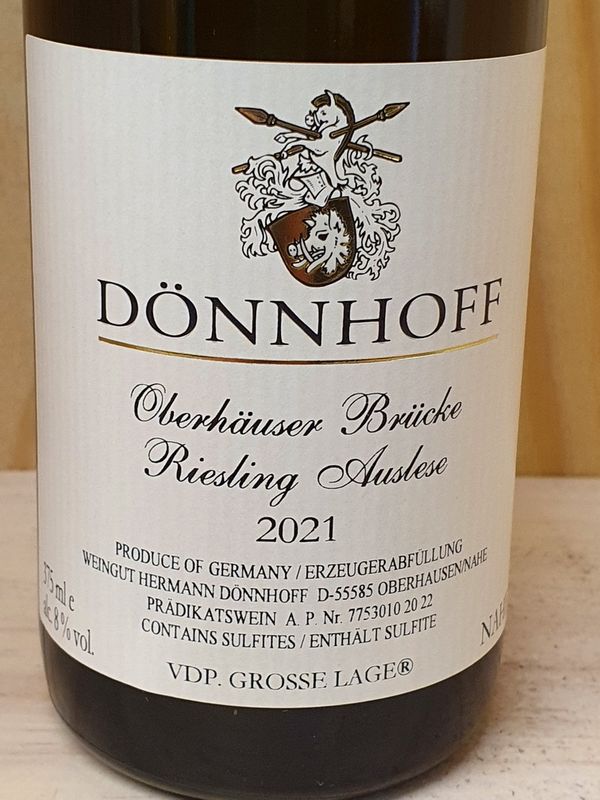 Dönnhoff - Oberhäuser Brücke Monopol Riesling Auslese 2021 Goldkapsel - fruchtsüß- Dönnhoff - Oberhäuser Brücke Monopol Riesling Auslese 2021 Goldkapsel - fruchtsüß-