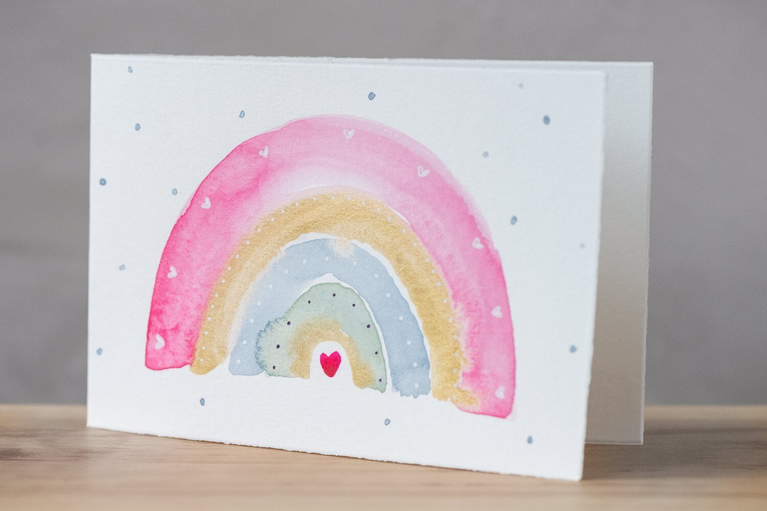 Doppelkarte Regenbogen rosa