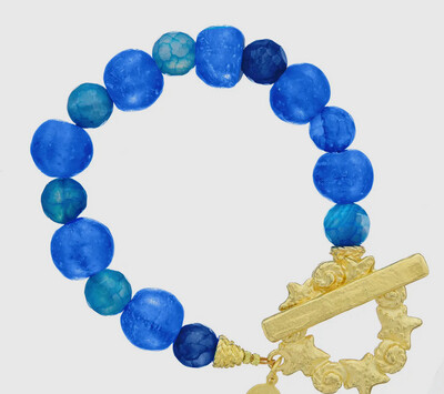 Blue Sea Glass Toggle Bracelet