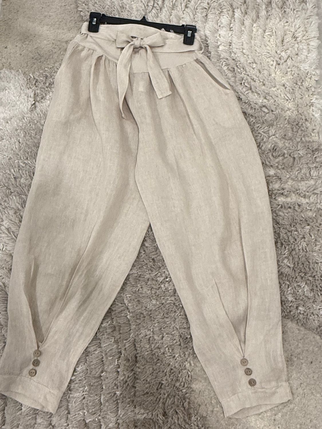 The Lena Oatmeal Linen Pant
