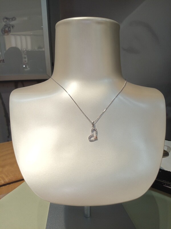 18ct White Gold Pink Diamond Heart Pendant